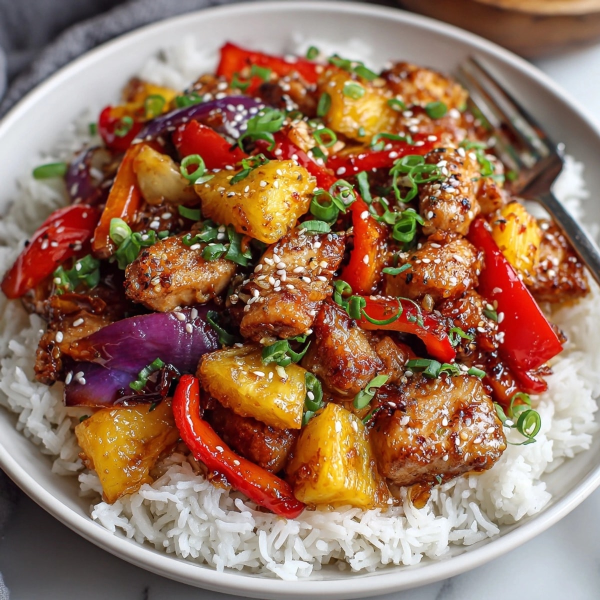 Fresh and delicious Pineapple Chicken Stir Fry, served hot and ready for an easy, weeknight meal.