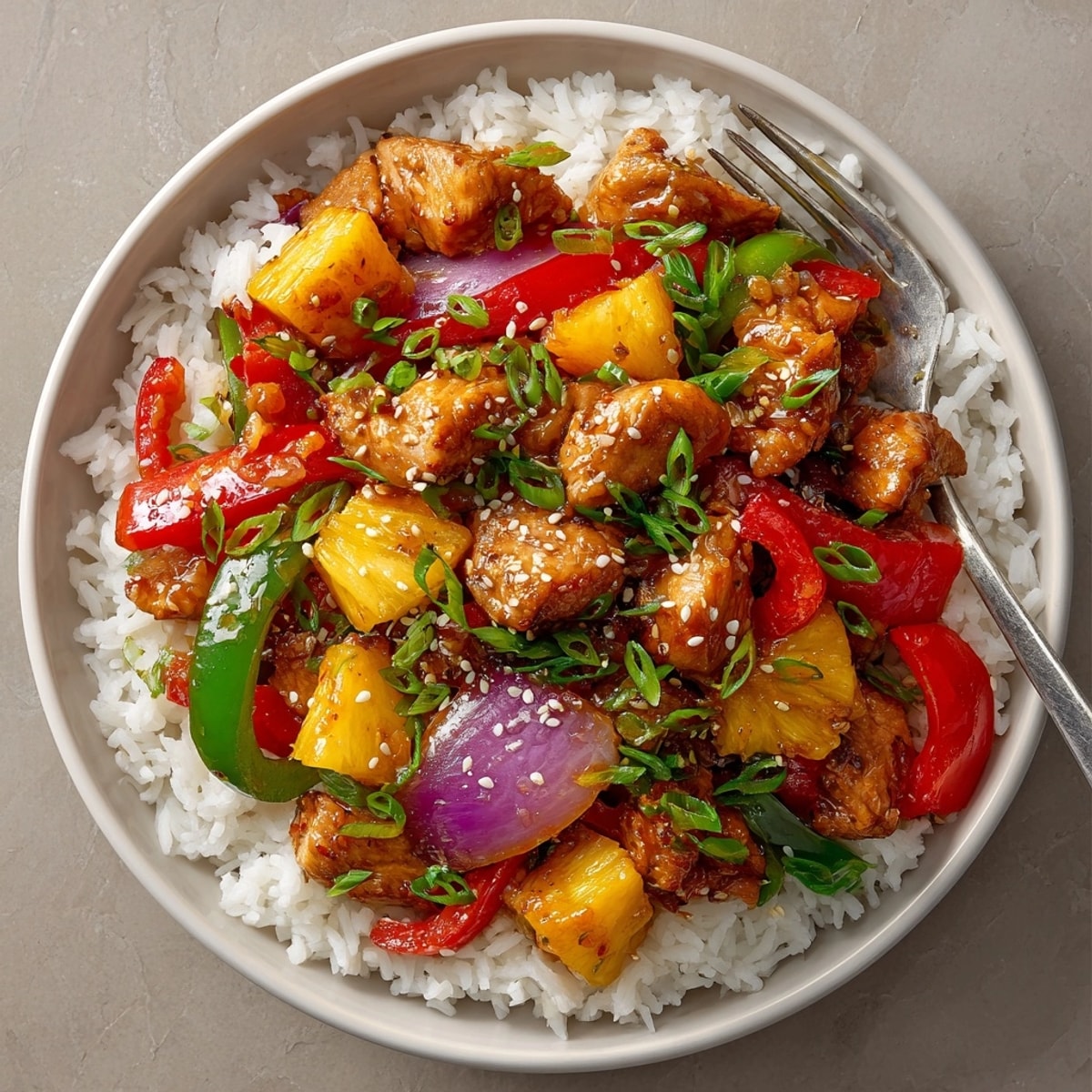 Quick and easy Pineapple Chicken Stir Fry: a complete meal brimming with sweet and savory flavors.