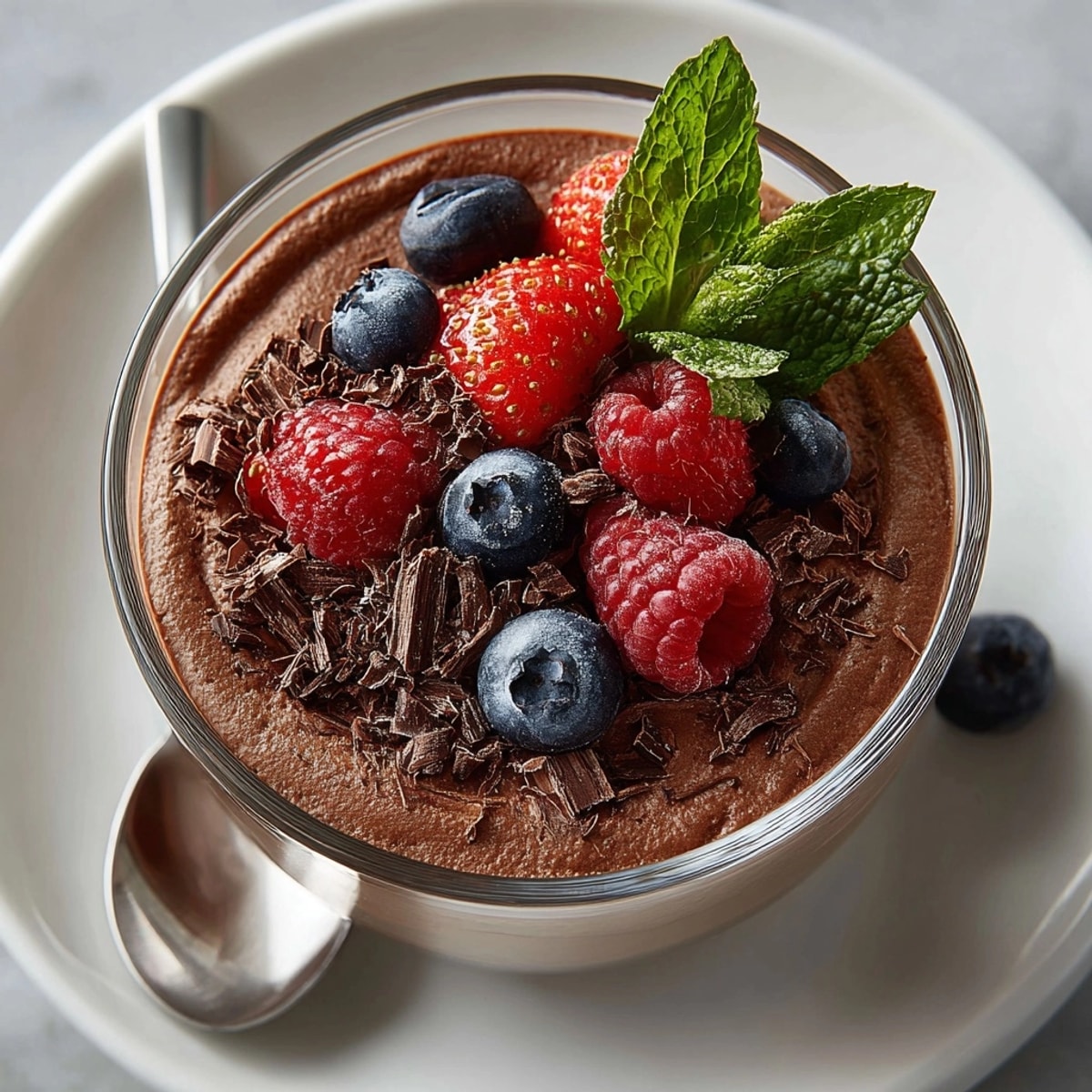 Lighter Italian ricotta chocolate mousse chilled to perfection, ready to enjoy as a gluten-free treat.