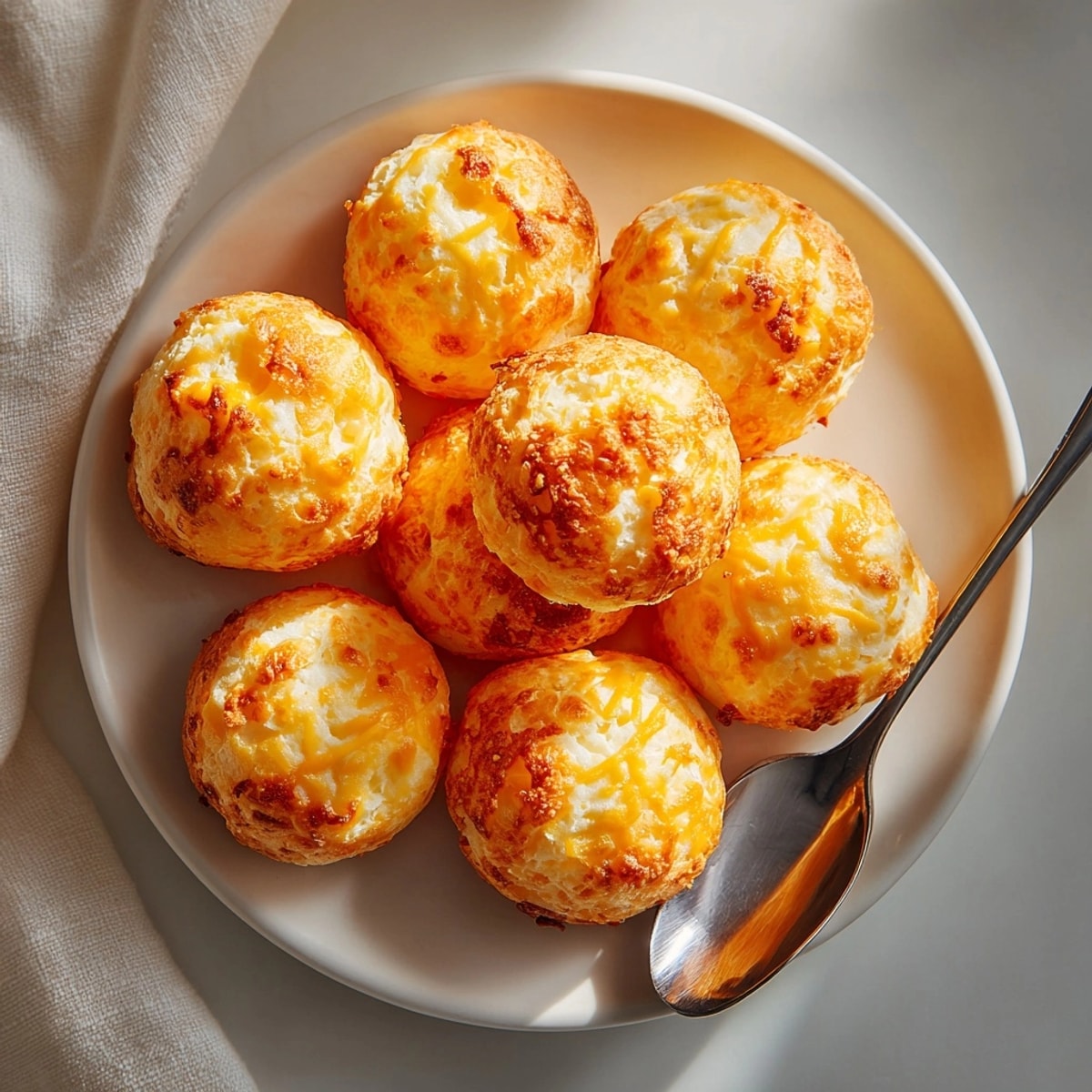 Platter of airy cheese puffs, their cheesy aroma perfect for a comforting snack or side.