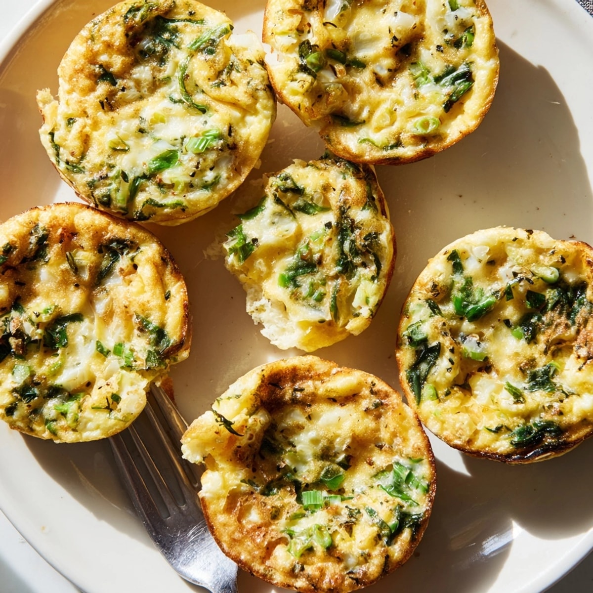 Golden Garlic Scallion Pancake Frittatas baked in muffin tins, ready for brunch.