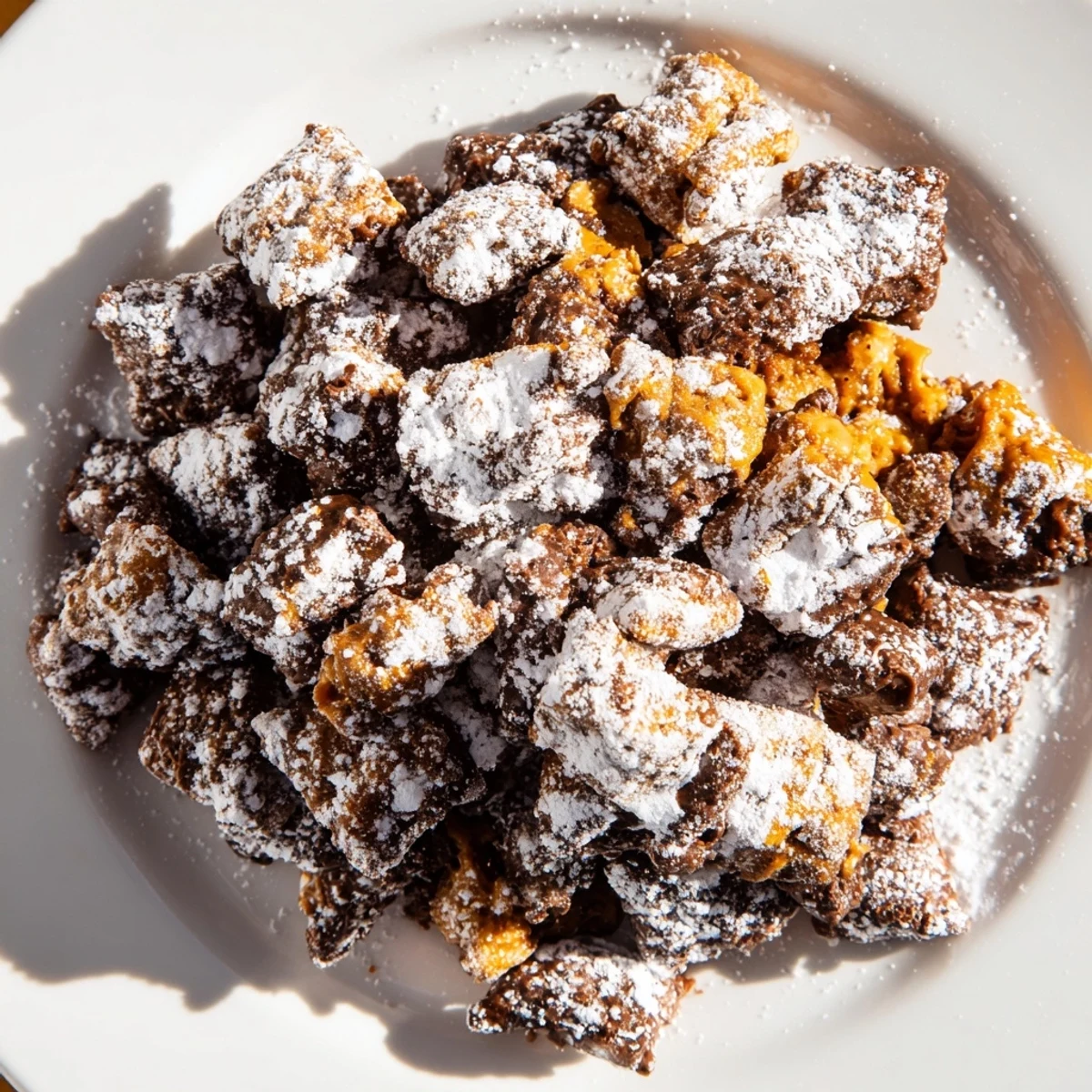 Festive Thanksgiving Chai-Spiced Puppy Chow, a crunchy, sweet treat perfect for snacking.  