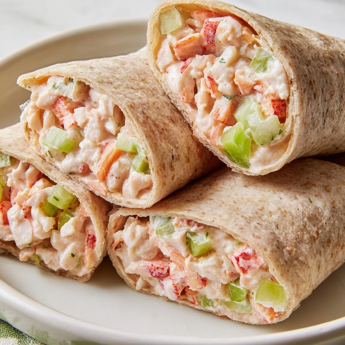Freshly made Quick Crab Wraps with colorful ingredients, perfect for a quick lunch.
