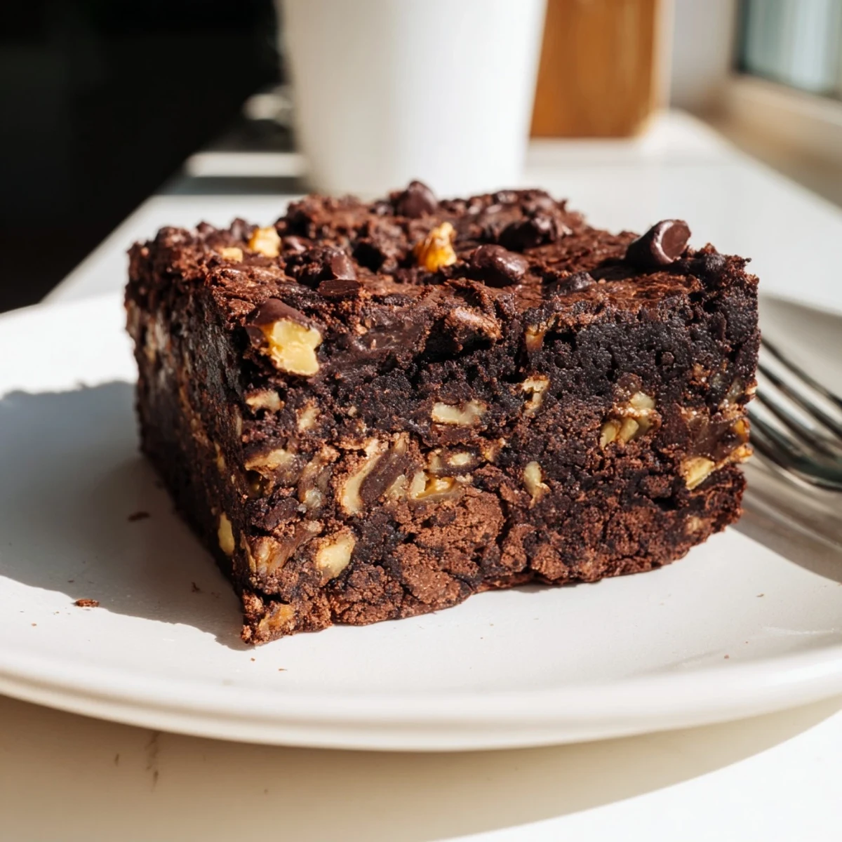 Fudgy Zero-Waste Brownies topped with nuts, perfect for your sweet cravings.  