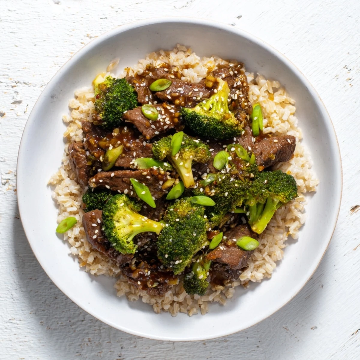 Hearty slow-cooker Beef & Broccoli: imagine the aroma of savory beef with vibrant broccoli florets.