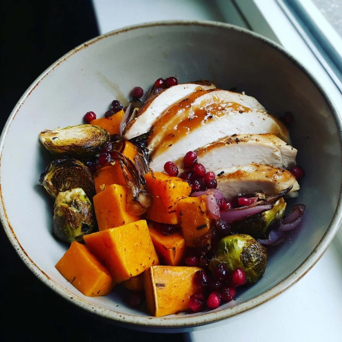 Sheet-Pan Roasted Turkey Breast with glistening cranberry glaze and tender winter veggies.