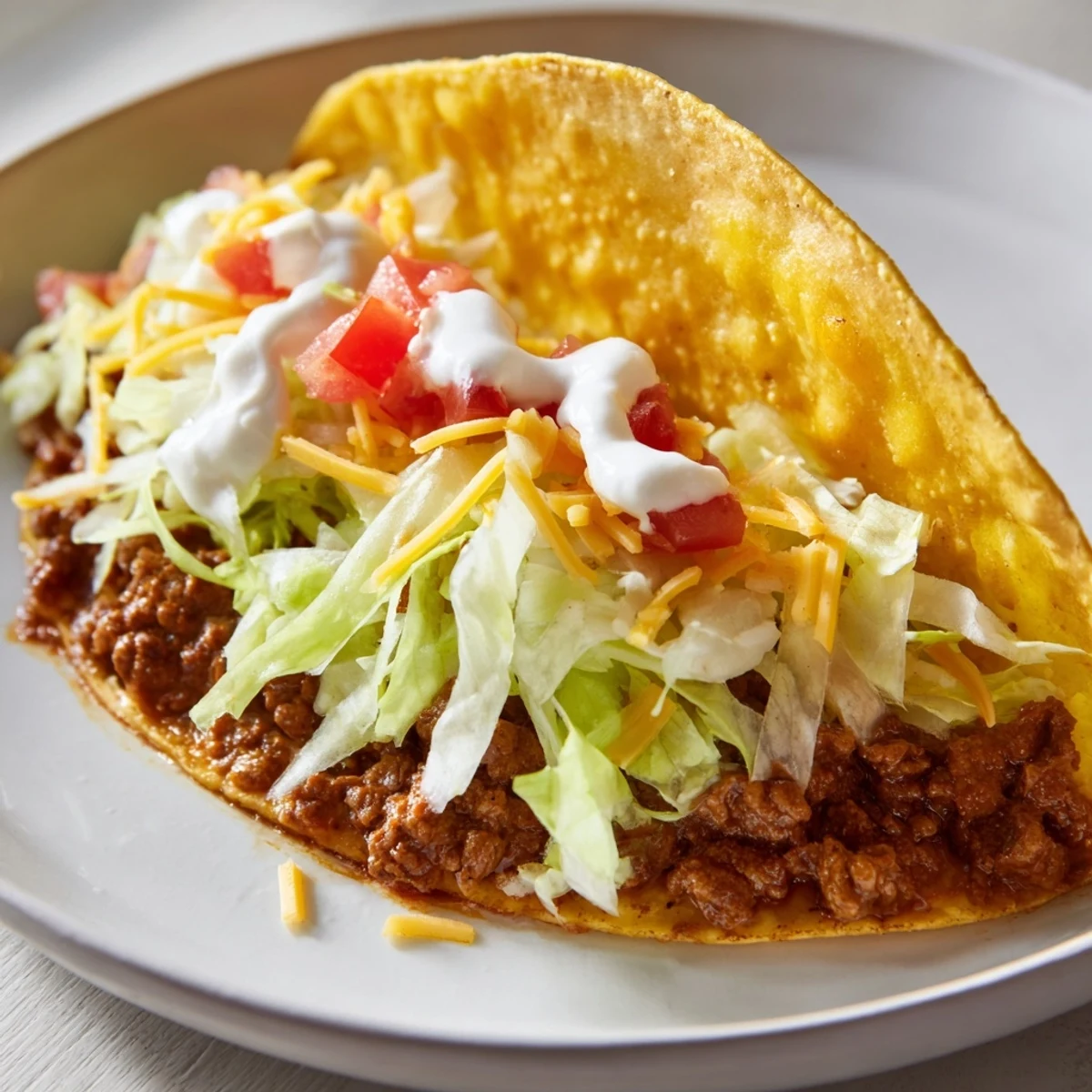 Mouthwatering Cheesy Gordita Crunch Tacos: seasoned beef nestled in a warm, cheesy tortilla shell.