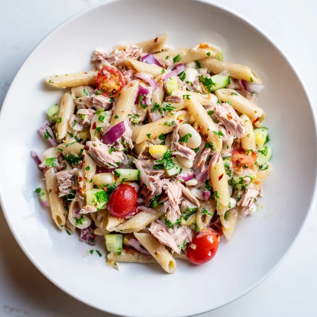 Spicy Tuna White Bean Pasta