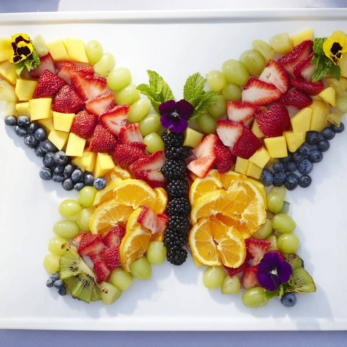 A stunning Butterfly Bloom Fruit Board image, featuring a fresh assortment of summer berries and fruits.