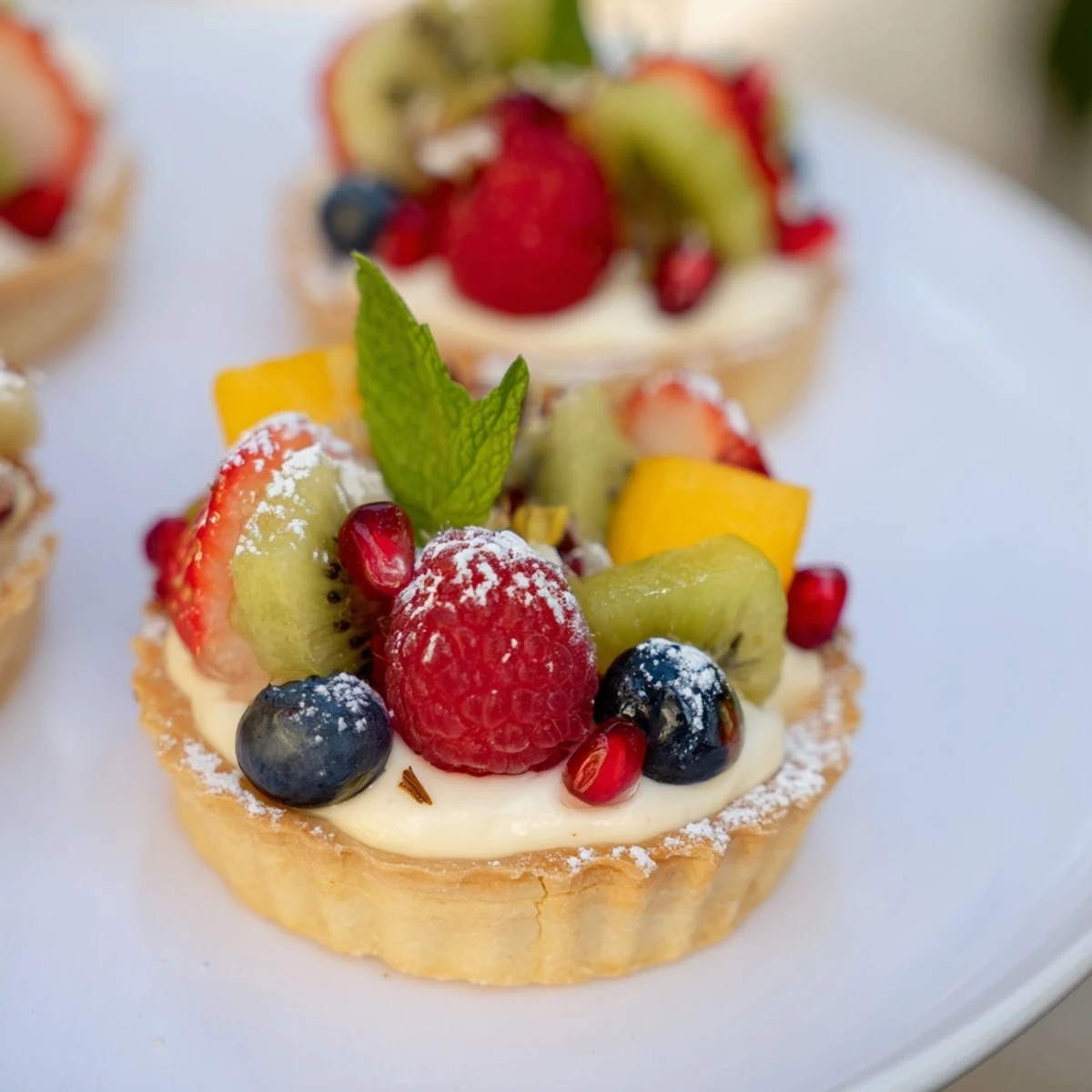 Heart Shaped Fruit Tart Board, bursting with colorful fruits atop cream-filled tartlets, ready to share.