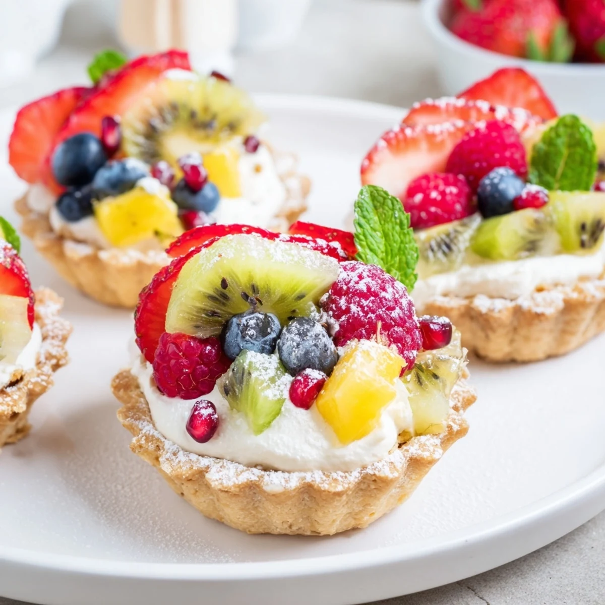 Vibrant Heart Shaped Fruit Tart Board with glossy, glazed berries and a light, creamy filling for dessert.