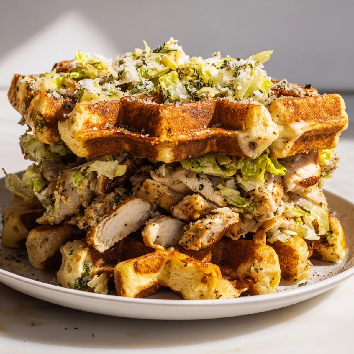 Chicken Caesar Waffle Sandwich