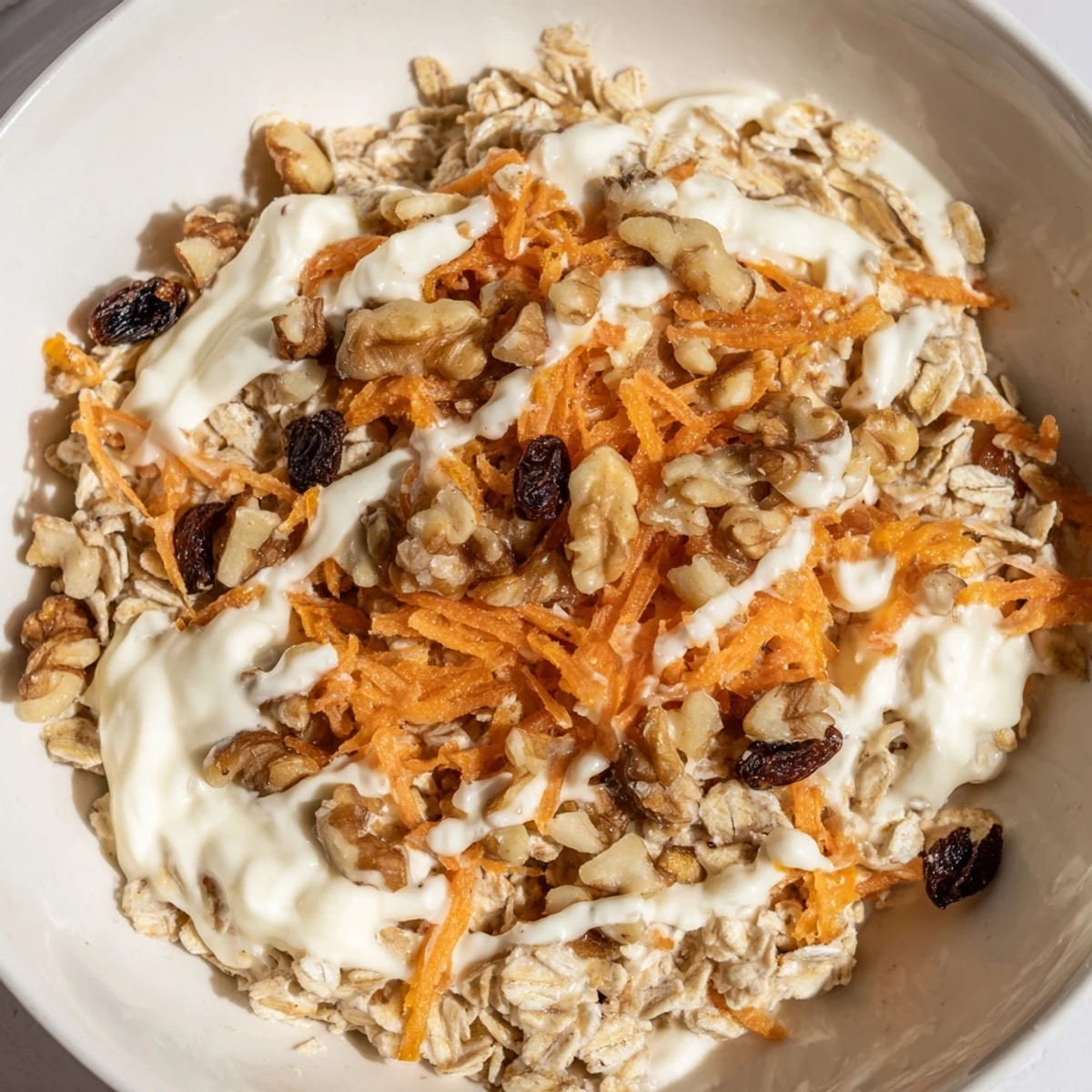 A vibrant photo showcases Carrot Cake Overnight Oats, the perfect make-ahead breakfast with grated carrots.
