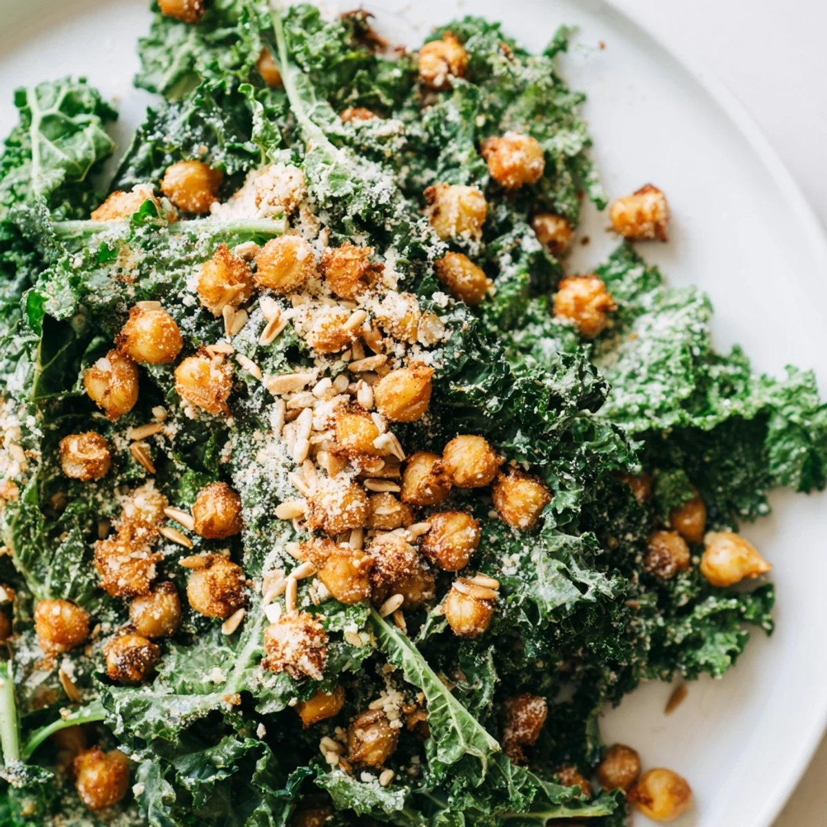 Warm Kale with Crispy Chickpeas
