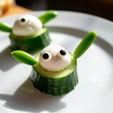 Whimsical Frog Pond Snack Tray: Fresh grapes and blueberries surround the cheese frogs in a colorful snack.