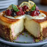 No-Bake Lemon Cheesecake Jars with vibrant lemon curd and fresh berries in glass jars.