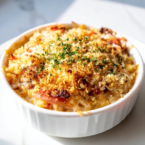 Golden-brown Marry Me Chicken Sushi Bake Cups, bubbly cheese topping, fresh basil garnish.