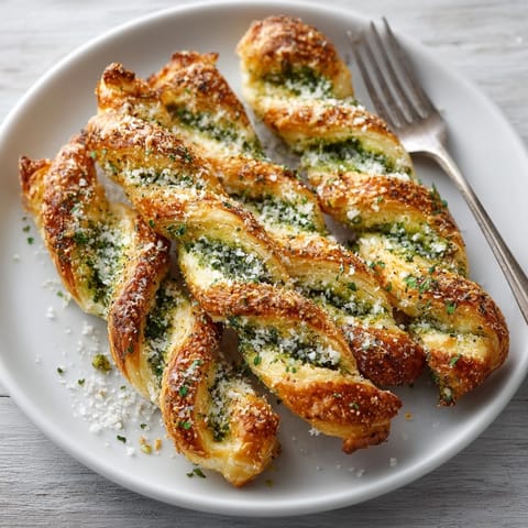 Warm, cheesy Pesto and Goat Cheese Savory Puff Pastry Twists, a perfect appetizer, fresh from the oven.