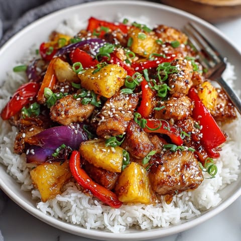 Fresh and delicious Pineapple Chicken Stir Fry, served hot and ready for an easy, weeknight meal.