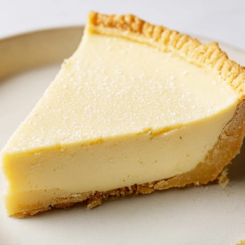 Dessert featuring water pie, enhanced with warm vanilla and buttery goodness.  