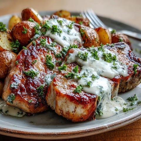 Golden-seared Crockpot Ranch Pork Chops slow-cooked with baby potatoes and carrots in a velvety ranch-infused sauce.