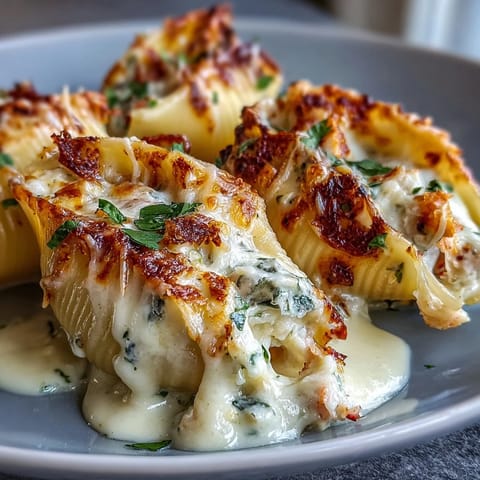 Tender jumbo pasta shells stuffed with rich lobster and crab mixture, perfect for a cozy Italian-American dinner.