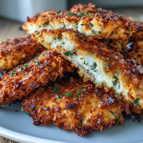 Golden-brown Crispy Panko Ranch Chicken Tenders fresh from the oven on a wire rack.