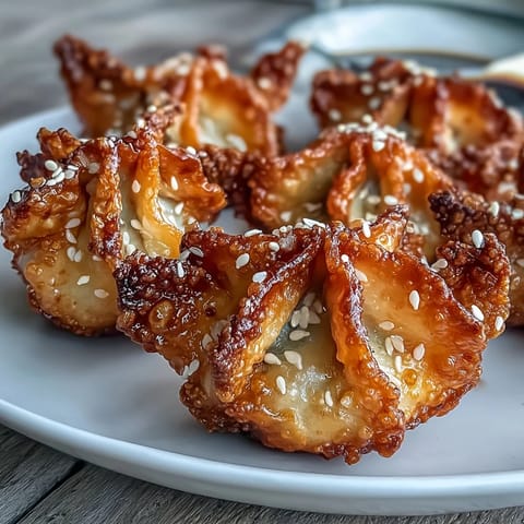 Crispy, juicy chicken dumplings fresh from the air fryer, paired with tangy sesame soy sauce for dipping.  