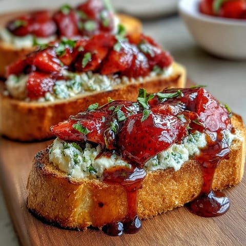 Balsamic Strawberry Bruschetta Toasts