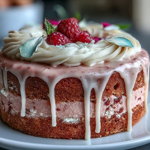 Elegant Bridal Shower Rosé Velvet Cake glistens with luxurious gold drip frosting.