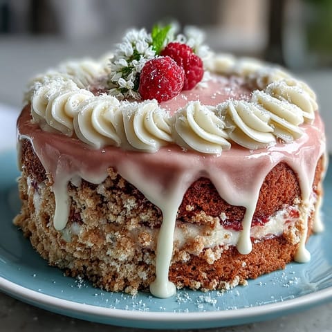 Moist, pink Rosé Velvet Cake with creamy frosting and shimmering gold detail.