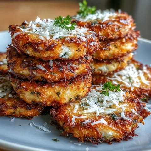 Deliciously golden Parmesan Crusted Orzo Cakes ready to be served as appetizers.