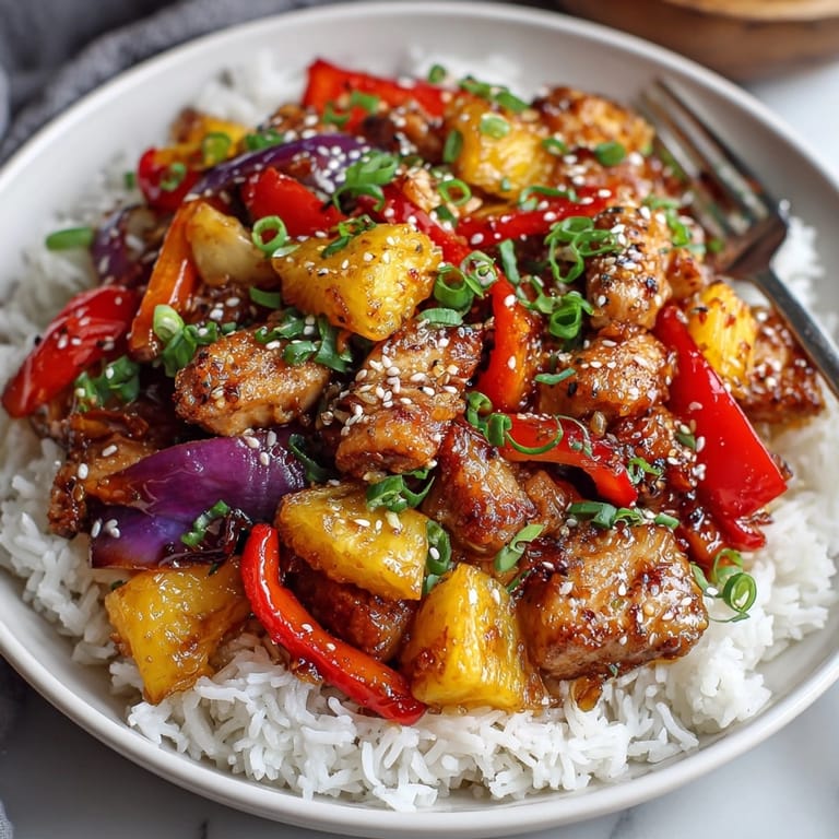 Fresh and delicious Pineapple Chicken Stir Fry, served hot and ready for an easy, weeknight meal.