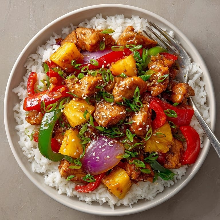 Quick and easy Pineapple Chicken Stir Fry: a complete meal brimming with sweet and savory flavors.