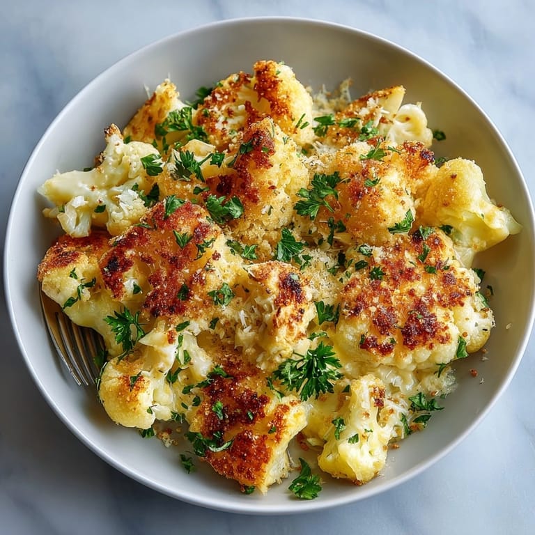This delightful baked Cauliflower Mac and Cheese ready to serve, a healthy and satisfying comfort food classic.
