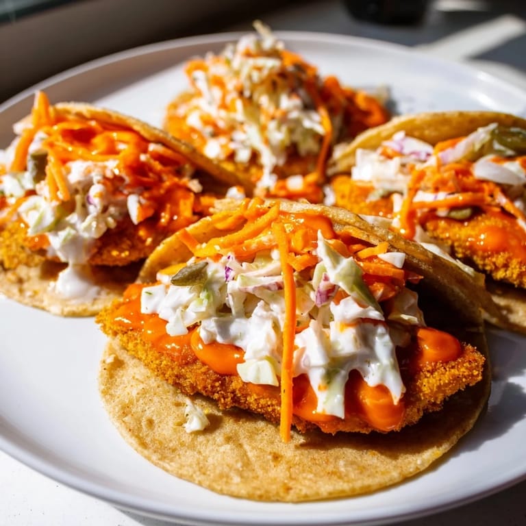 Savory Buffalo Chicken Smash Burger Tacos are pictured, perfect for a quick and flavorful dinner tonight.