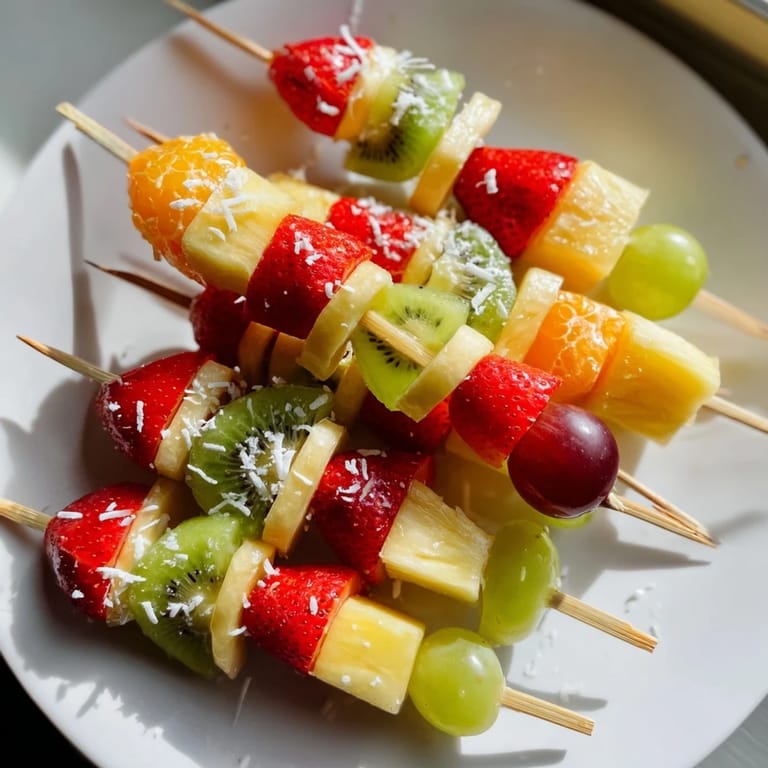 Fresh, stacked fruit – Strawberries, grapes, and kiwi stars in these Easy Festive Fruit Kabobs.