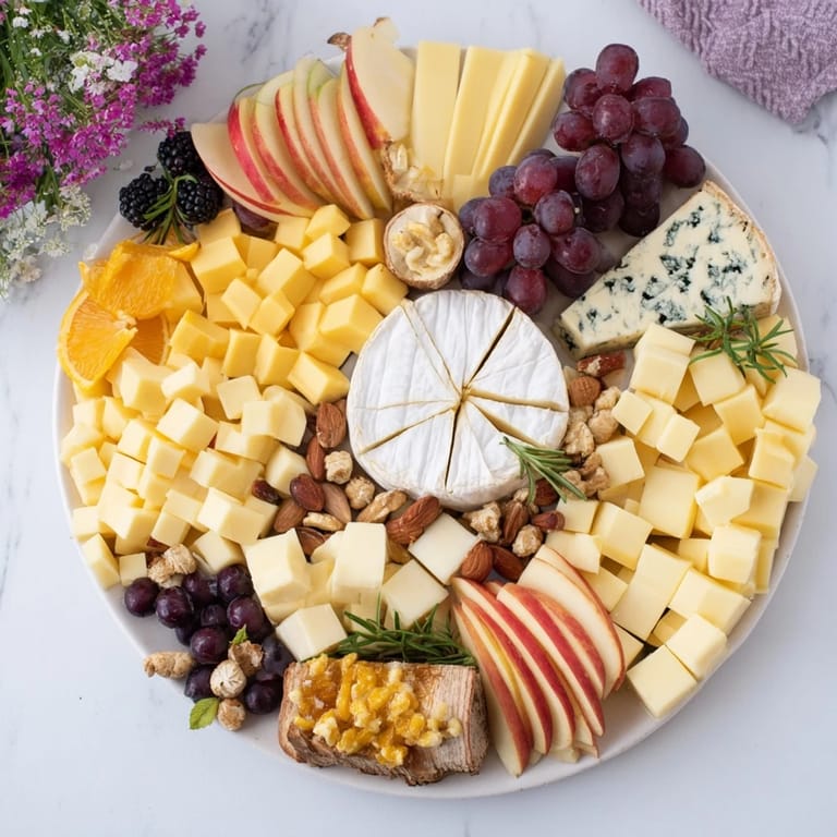 This vibrant Woodland Creature Cheese Platter includes various cheeses, seasonal fruits, and honey dips for a party.