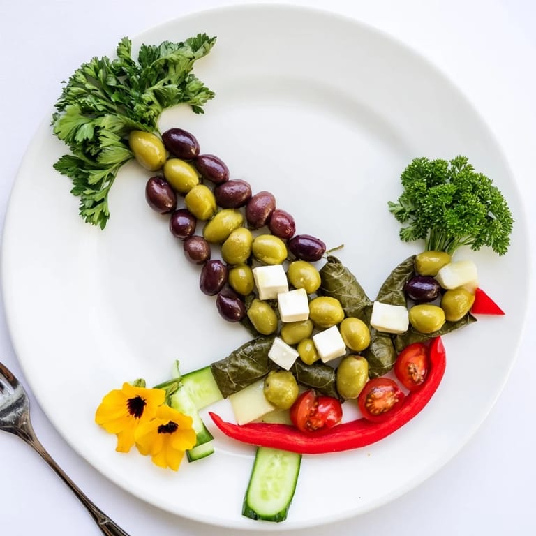 Enjoy a colorful and flavorful Colombe de la Paix Olive Platter, easy to assemble with olives, cheeses, and more.