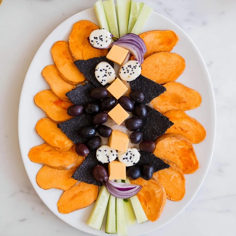 Vibrant orange and black Monarch Butterfly Wings appetizer platter, ready to serve and enjoy.