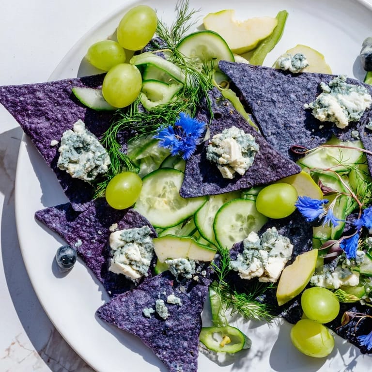 A delicious overhead shot of the Deep Sea Ocean Wave with vibrant, artful ingredients on a platter.