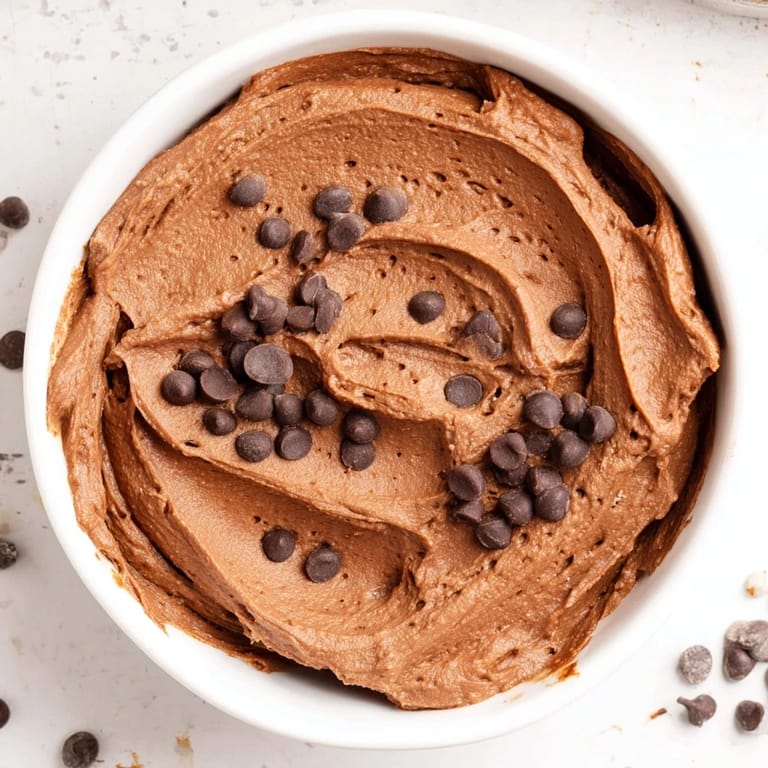 Thick, gluten-free Brownie Batter Dip, dotted with chocolate chips, is ideally served with gluten-free pretzels.