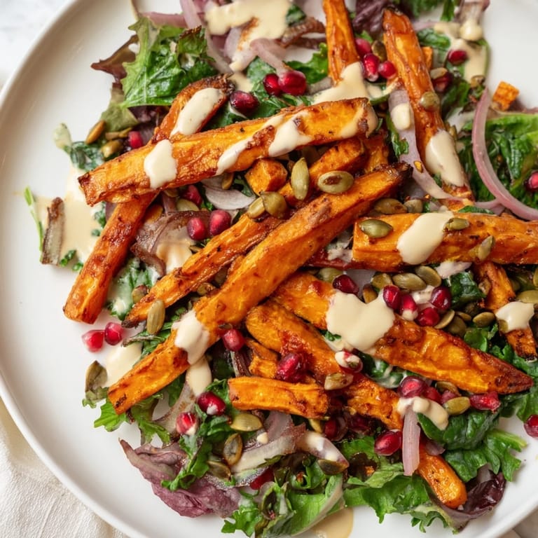Brightly plated Roasted Carrot Salad: sweet roasted carrots contrasted with the tangy tahini-lemon dressing.