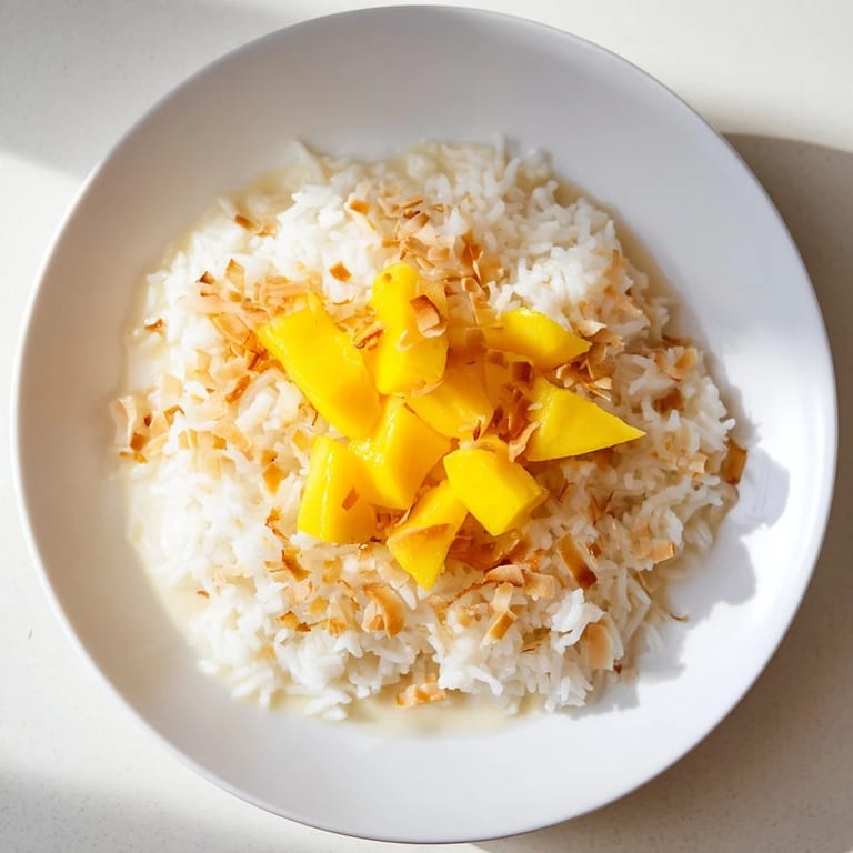 Warm Coconut Rice Sweet with a touch of vanilla, perfect for a gluten-free dessert.