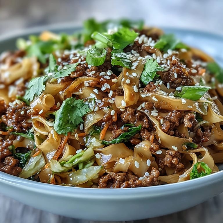 Sizzling potsticker noodle bowls served in a ceramic dish, highlighting vibrant vegetables and glistening sauce under warm light.