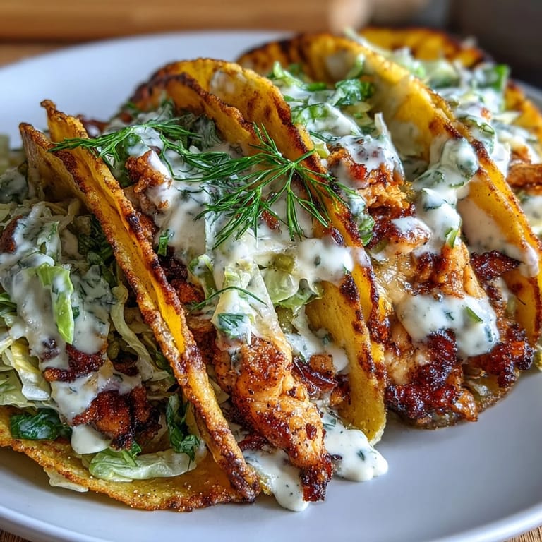 Golden cheese lace tacos packed with juicy ranch-seasoned chicken, fresh dill pickles, and vibrant shredded cabbage for a bold crunch.
