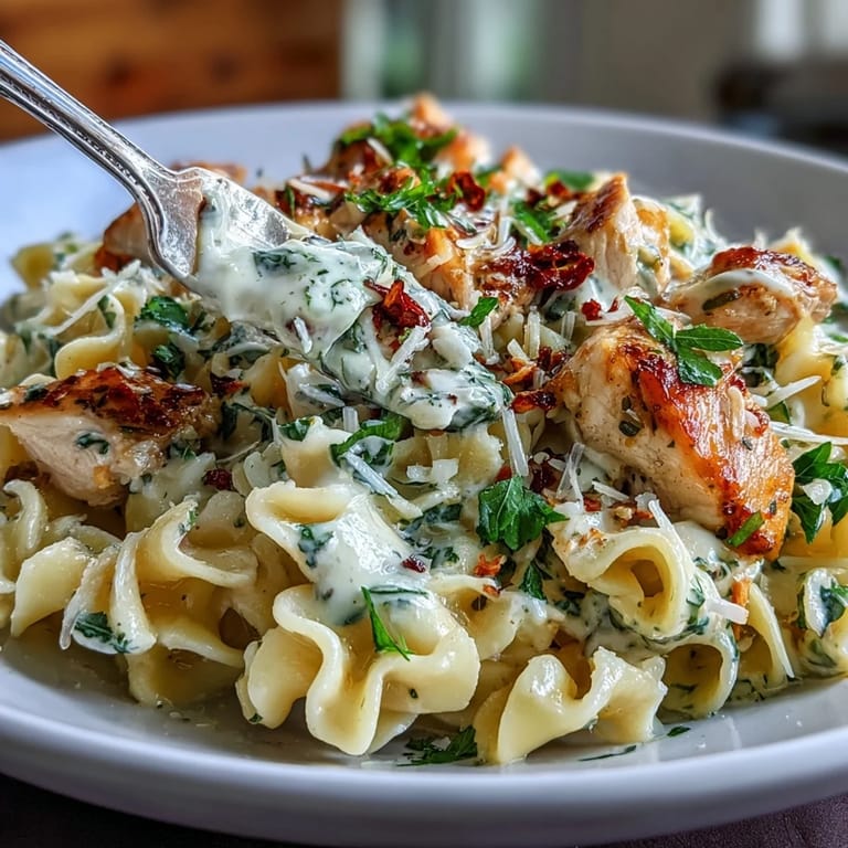 Warm orzo pasta with juicy chicken, lemon zest, and wilted spinach, served in a creamy, flavorful sauce.