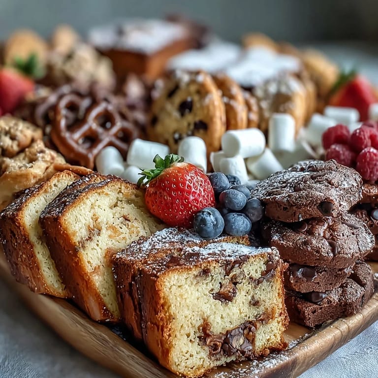 A festive assortment of lemon loaf, chocolate chip cookies, and brownie squares arranged on a dessert platter for graduation parties.