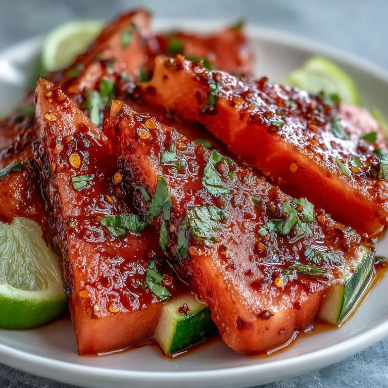 Cool watermelon wedges dusted with tangy Tajin and a squeeze of lime create a vibrant, Mexican-inspired beach treat.  