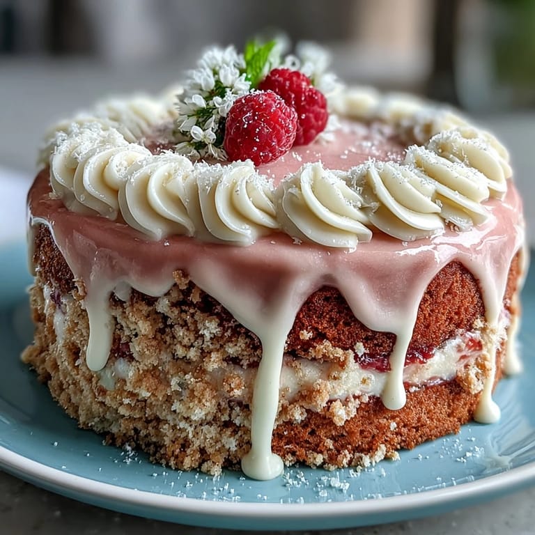 Moist, pink Rosé Velvet Cake with creamy frosting and shimmering gold detail.